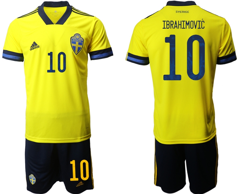 Men 2021 European Cup Sweden home yellow #10 Soccer Jersey1